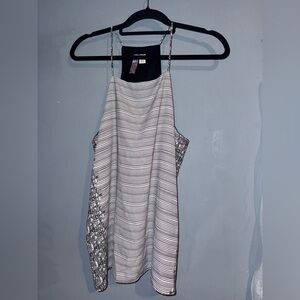 Alya Black and White Striped Tank Top